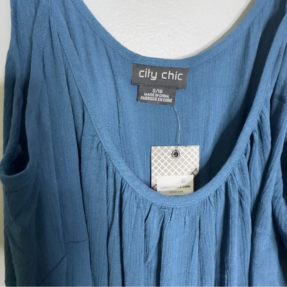 City Chic Capri Teal Jumpsuit Size 16 - Picture 8 of 10